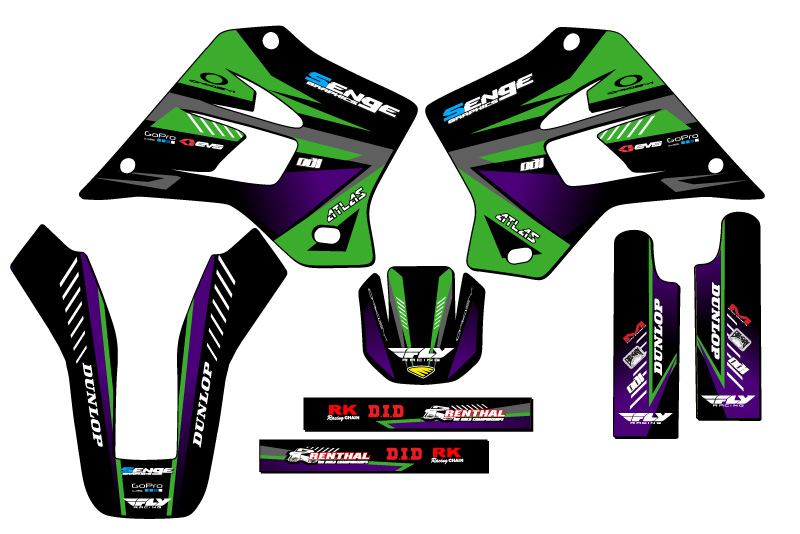 1995-2008 KDX 220 SURGE Green Senge Graphics Kit Compatible with Kawasaki - Picture 2 of 10