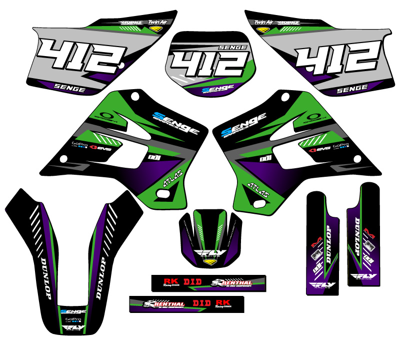 1995-2008 KDX 220 SURGE Green Senge Graphics Kit Compatible with Kawasaki - Picture 8 of 10