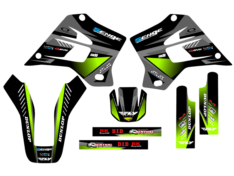 1995-2008 KDX 220 SURGE Black Senge Graphics Kit Compatible with Kawasaki - Picture 2 of 10
