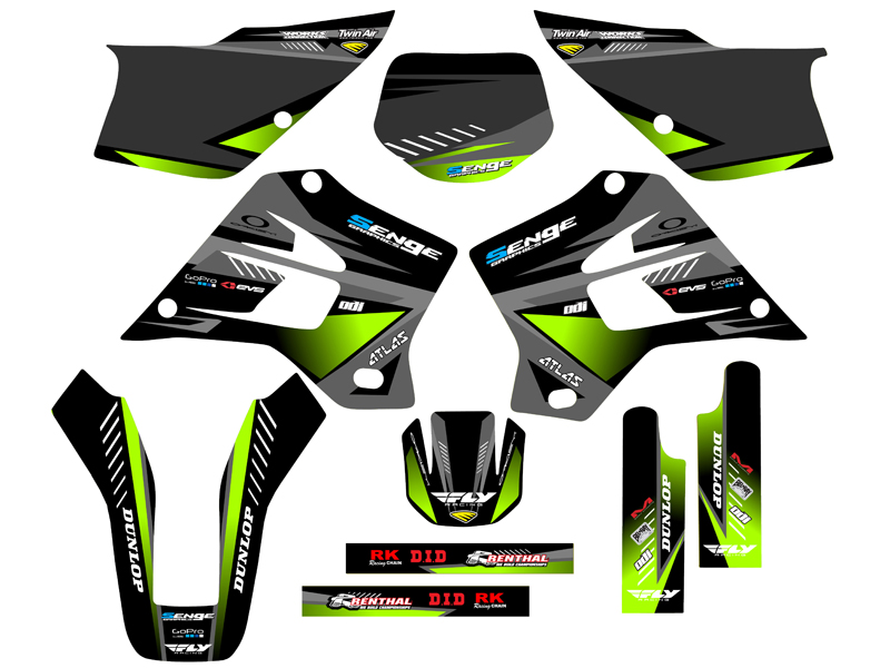 1995-2008 KDX 220 SURGE Black Senge Graphics Kit Compatible with Kawasaki - Picture 5 of 10