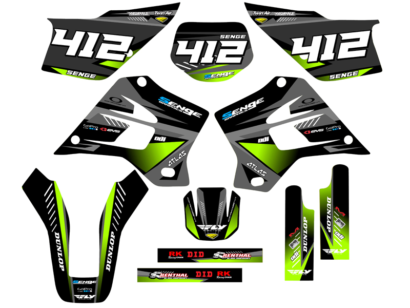 1995-2008 KDX 220 SURGE Black Senge Graphics Kit Compatible with Kawasaki - Picture 8 of 10