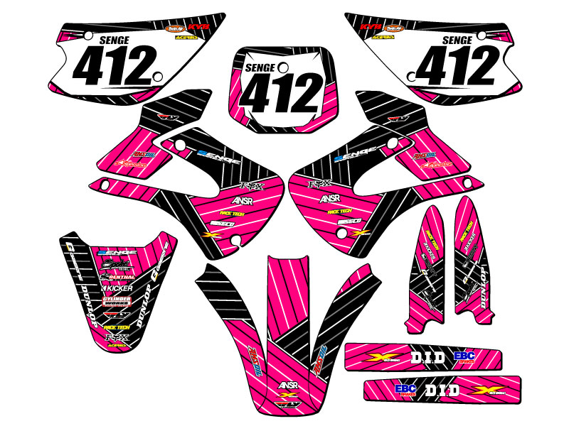 2001-2013 KX 100 RACE SERIES Pink Senge Graphics Kit Compatible with Kawasaki - Picture 8 of 10
