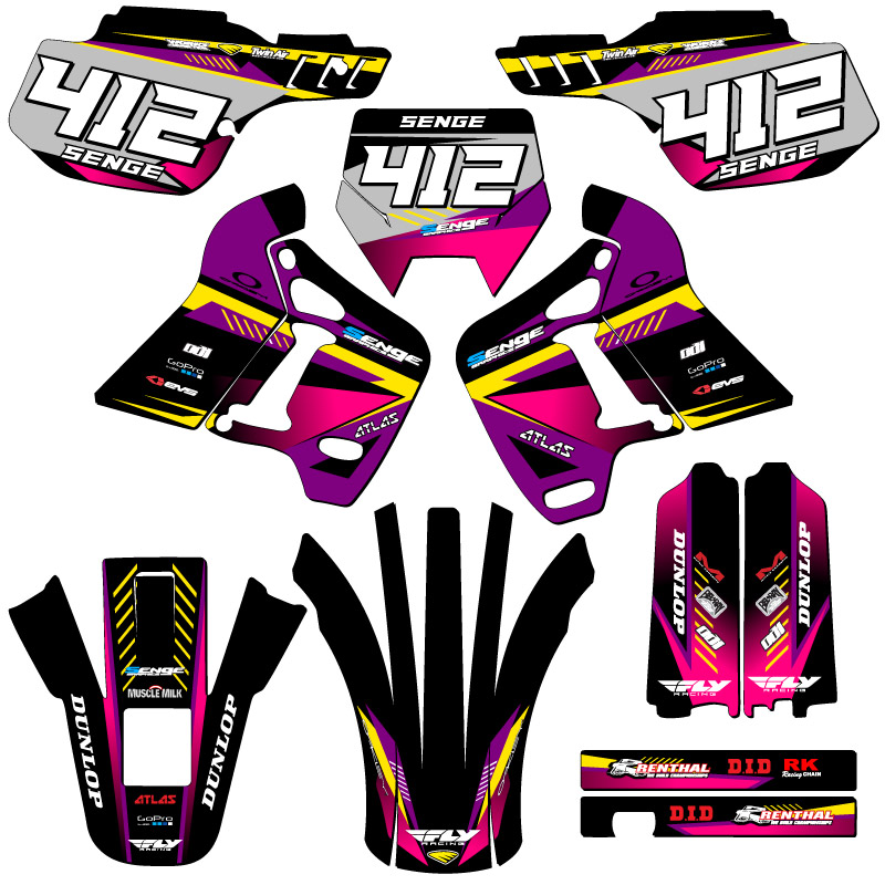 1991-1994 KDX 200 SURGE Purple Senge Graphics Kit Compatible with Kawasaki - Picture 8 of 10