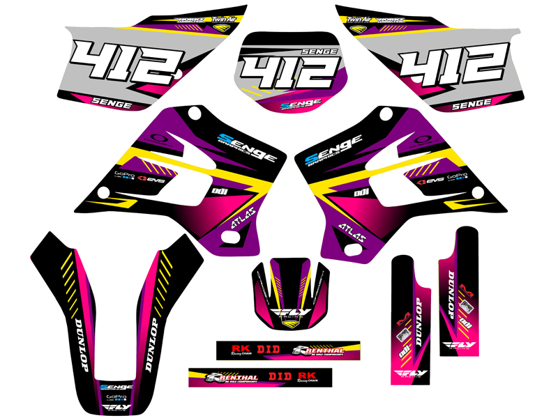 1995-2008 KDX 200 SURGE Purple Senge Graphics Kit Compatible with Kawasaki - Picture 8 of 10