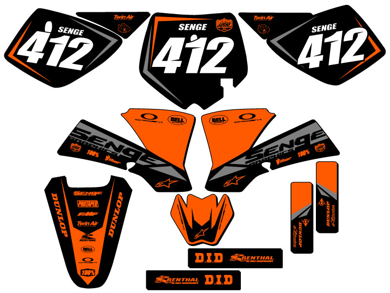 2002-2008 SX 50 BINARY Orange Senge kit de gráficos compatible con KTM - Imagen 8 de 10