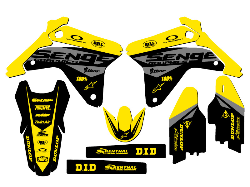 2005-2006 RMZ 450 BINARY Yellow Senge Graphics Kit Compatible with Suzuki - Picture 2 of 10