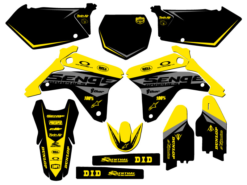 2005-2006 RMZ 450 BINARY Yellow Senge Graphics Kit Compatible with Suzuki - Picture 5 of 10