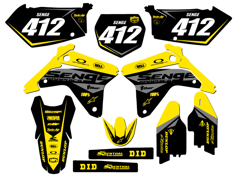 2005-2006 RMZ 450 BINARY Yellow Senge Graphics Kit Compatible with Suzuki - Picture 8 of 10