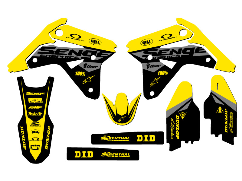 2007 RMZ 450 BINARY Yellow Senge Graphics Kit Compatible with Suzuki - Picture 8 of 10