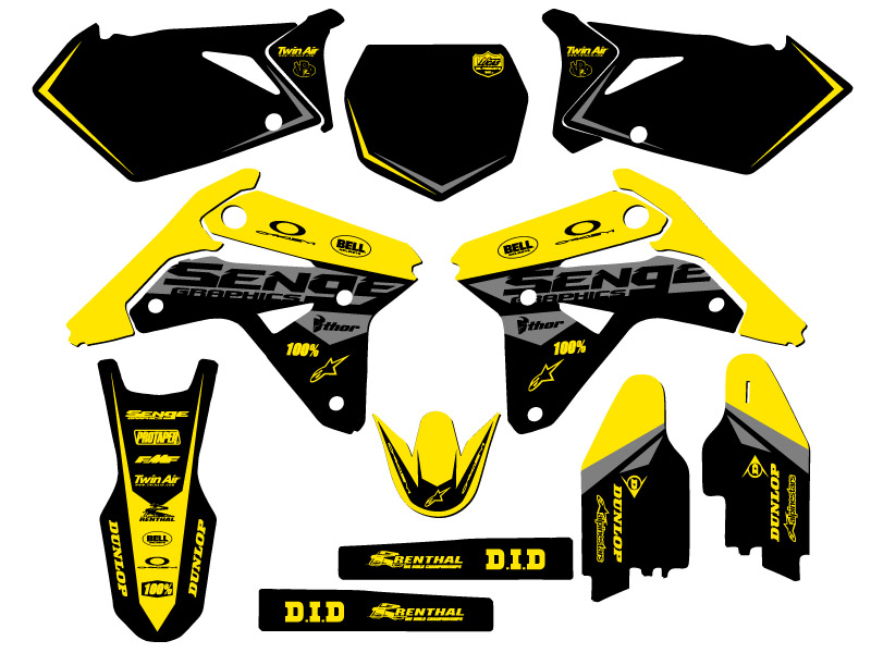 2007 RMZ 450 BINARY Yellow Senge Graphics Kit Compatible with Suzuki - Picture 2 of 10
