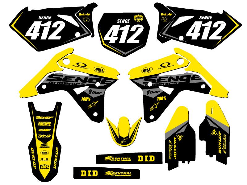 2007 RMZ 450 BINARY Yellow Senge Graphics Kit Compatible with Suzuki - Picture 5 of 10
