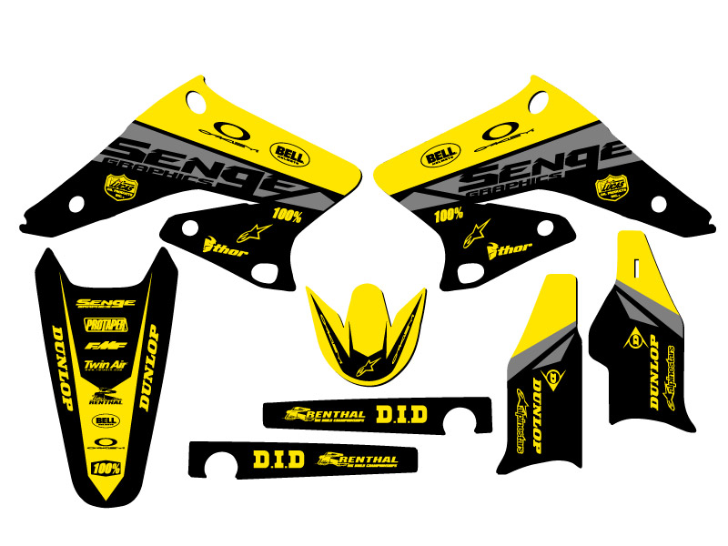2004-2006 RMZ 250 BINARY Yellow Senge Graphics Kit Compatible with Suzuki - Picture 2 of 10
