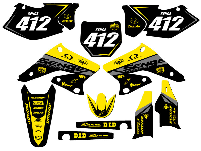 2004-2006 RMZ 250 BINARY Yellow Senge Graphics Kit Compatible with Suzuki - Picture 8 of 10