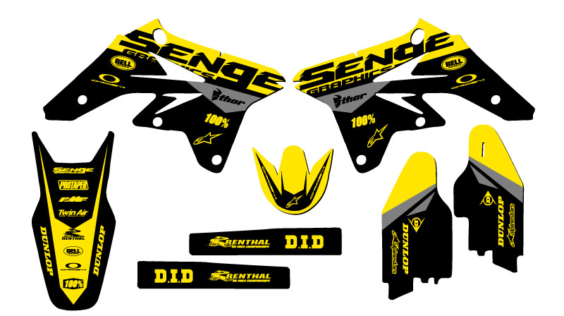 2007-2009 RMZ 250 BINARY Yellow Senge Graphics Kit Compatible with Suzuki - Picture 2 of 10