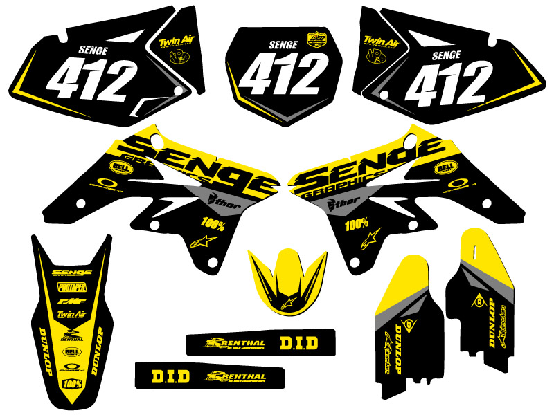 2007-2009 RMZ 250 BINARY Yellow Senge Graphics Kit Compatible with Suzuki - Picture 8 of 10