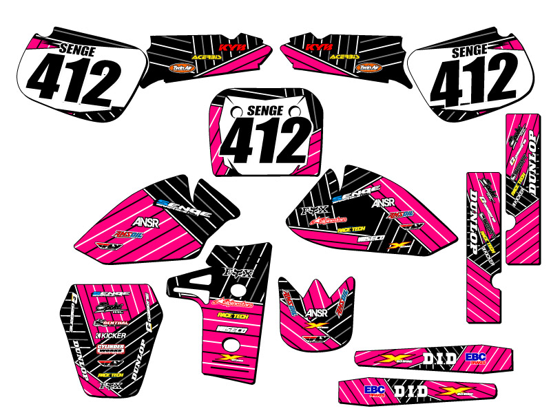 1985-2004 KX 60 RACE SERIES Pink Senge Graphics Kit Compatible with Kawasaki - Bild 8 von 10
