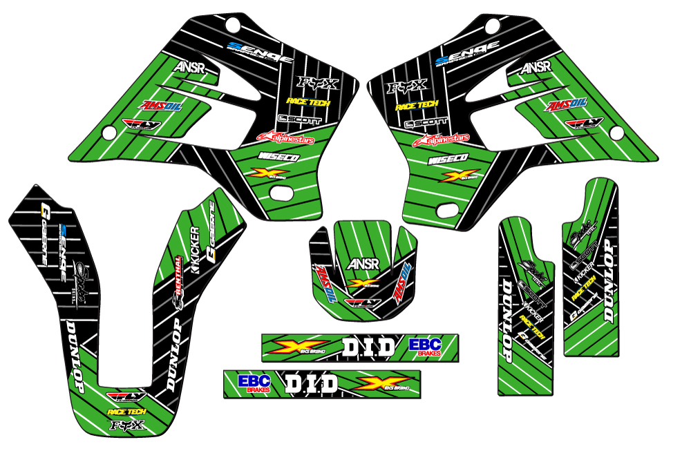 1995-2008 KDX 200 RACE SERIES Green Senge Graphics Kit Compatible with Kawasaki - Picture 2 of 10
