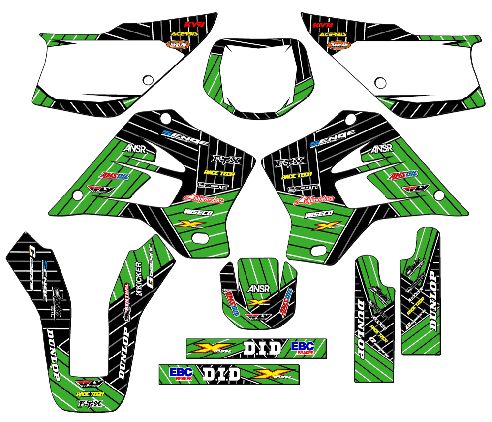 1995-2008 KDX 200 RACE SERIES Green Senge Graphics Kit Compatible with Kawasaki - Picture 5 of 10