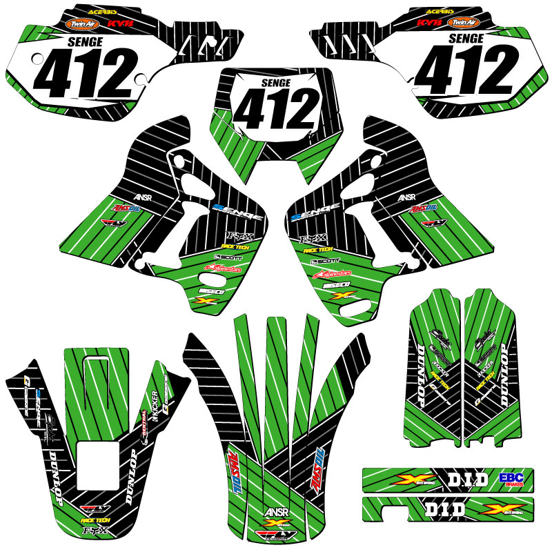 1991-1994 KDX 200 RACE SERIES Green Senge Graphics Kit Compatible with Kawasaki - Picture 8 of 10