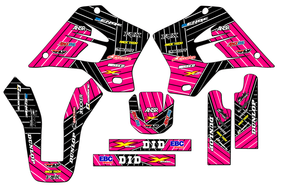 1995-2008 KDX 200 RACE SERIES Pink Senge Graphics Kit Compatible with Kawasaki - Picture 2 of 10