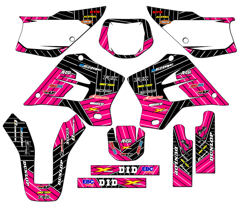 1995-2008 KDX 200 RACE SERIES Pink Senge Graphics Kit Compatible with Kawasaki - Picture 5 of 10