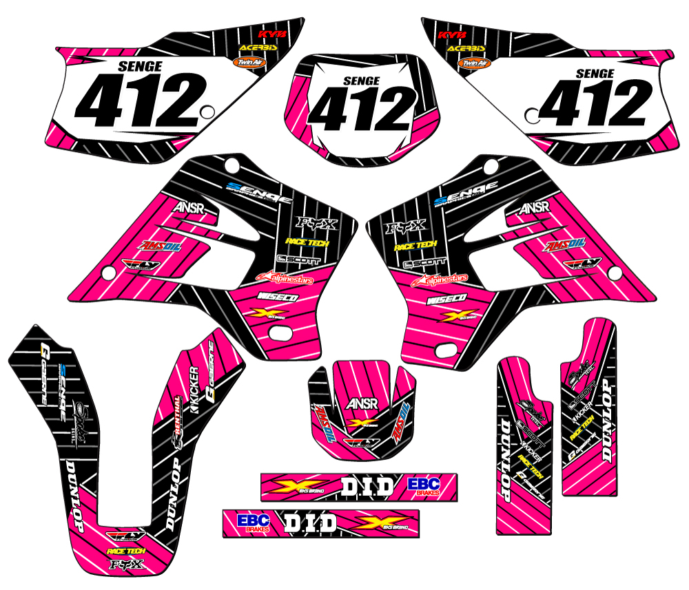 1995-2008 KDX 200 RACE SERIES Pink Senge Graphics Kit Compatible with Kawasaki - Picture 8 of 10