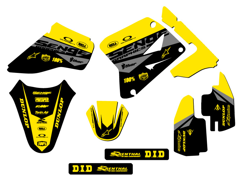 2001-2004 RM 85 BINARY Yellow Senge Graphics Kit Compatible con Suzuki - Imagen 2 de 10
