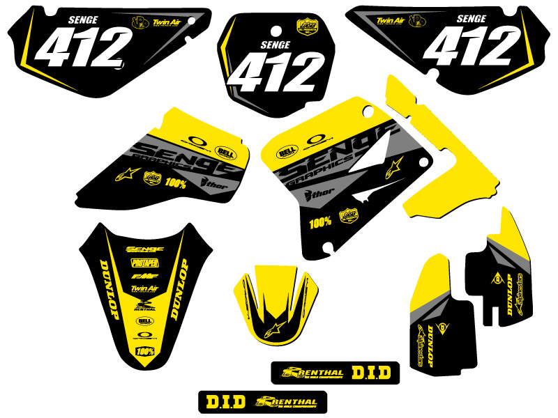 2001-2004 RM 85 BINARY Yellow Senge Graphics Kit Compatible con Suzuki - Imagen 8 de 10