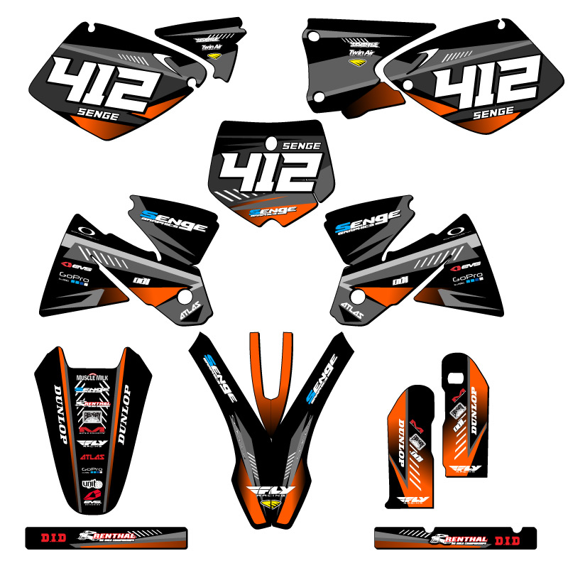 2001 OLD STYLE SX SURGE Black Senge Graphics Kit Compatible with KTM - Picture 8 of 10
