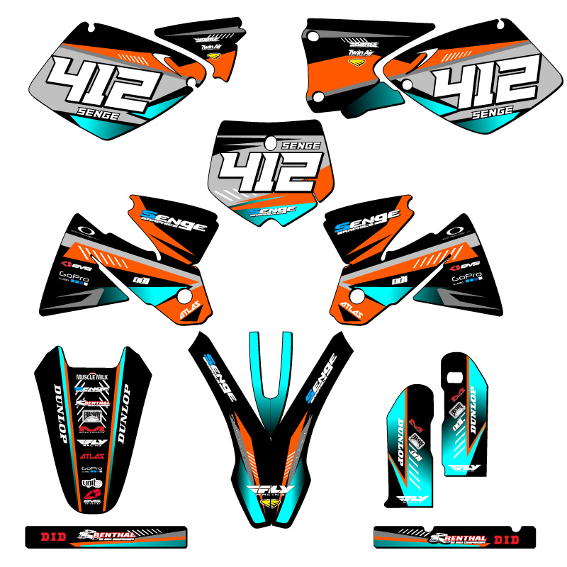 2001 OLD STYLE SX SURGE Orange Senge Graphics Kit Compatible with KTM - Bild 8 von 10