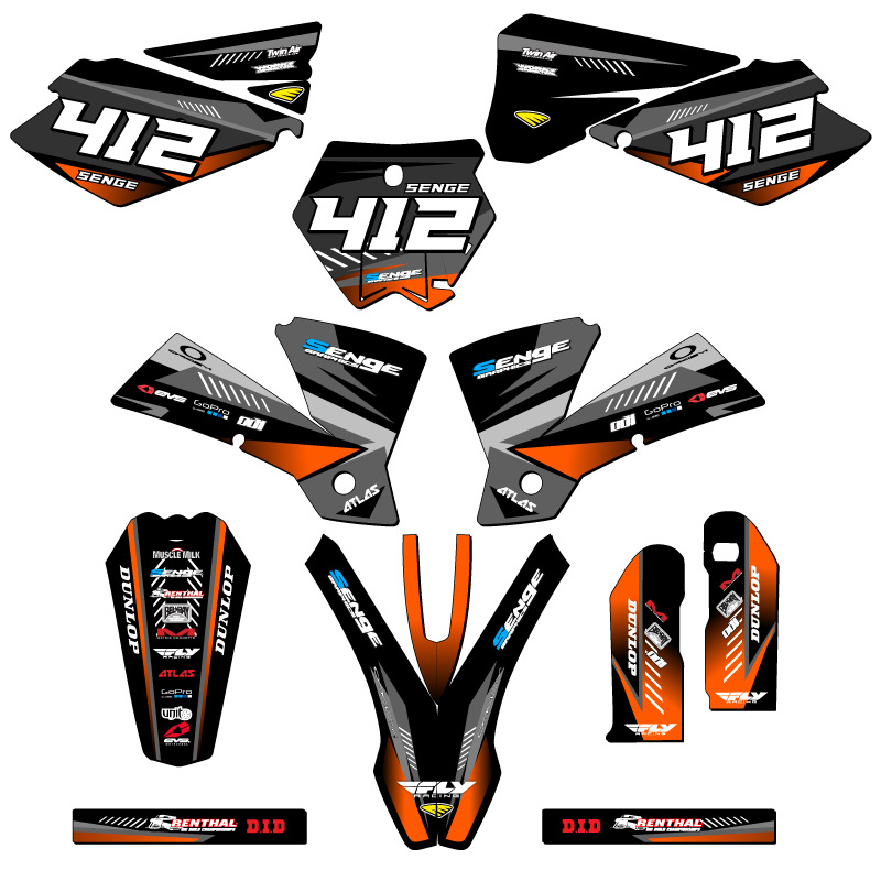 2003-2004 SX SURGE Black Senge Graphics Kit Compatible with KTM - Foto 8 di 10