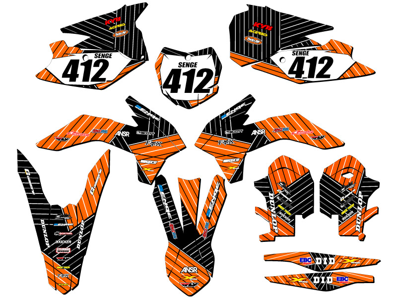 2013-2014 SX RACE SERIES Orange Senge Graphics Kit Compatible with KTM - Bild 8 von 10