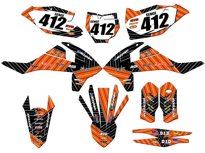 250 2016.5-2018 SOLO SERIE SX RACE Orange Senge Kit de gráficos compatible con - Imagen 8 de 10