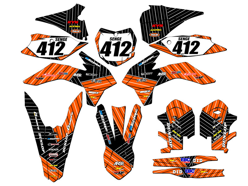 Kit de gráficos Senge naranja serie XCF 2013-2014 compatible con KTM - Imagen 8 de 10