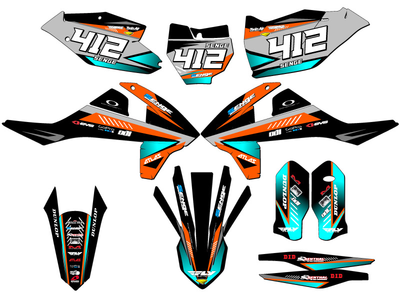 Kit de gráficos 125/150/250 SX SURGE 2017-2018 Orange Senge compatible con KTM - Imagen 8 de 10