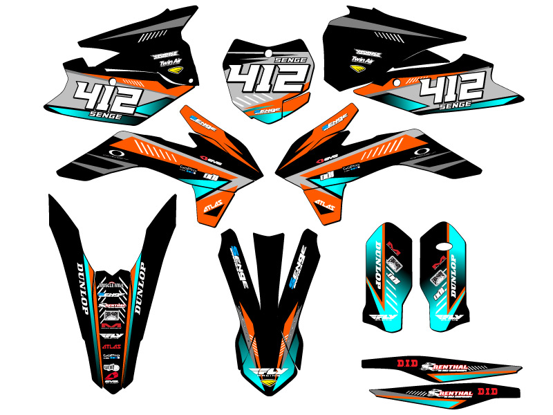 Kit de gráficos SX SURGE 2015 Orange Senge compatible con KTM - Imagen 8 de 10