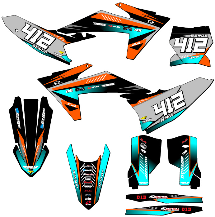 Kit de gráficos SX SURGE 2023-2024 Orange Senge compatible con KTM - Imagen 8 de 10