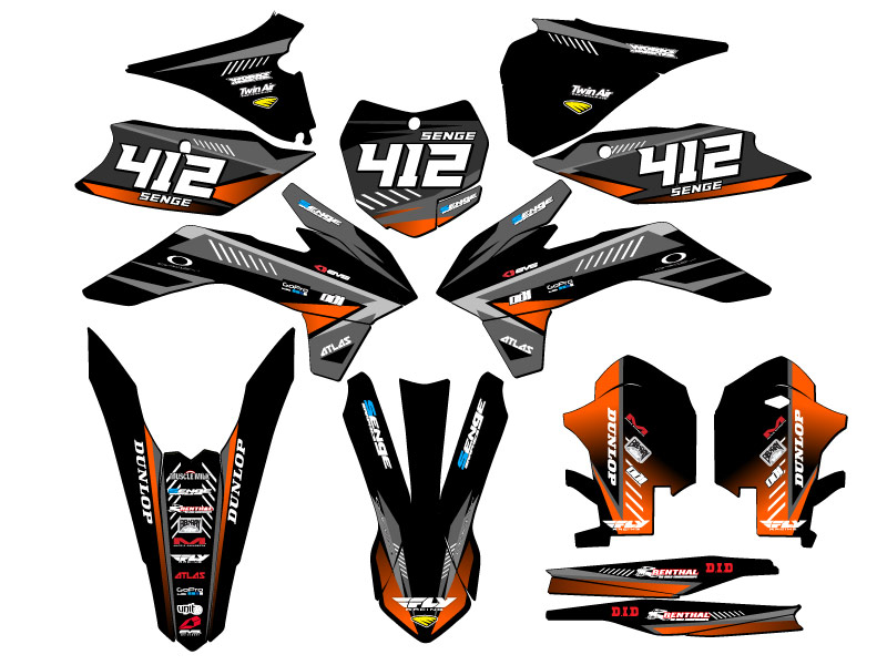 2013-2014 XCF SURGE Black Senge kit de gráficos compatible con KTM - Imagen 8 de 10