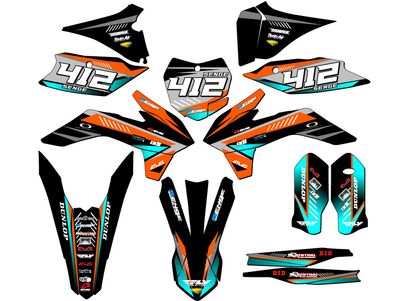 Kit de gráficos XCF SURGE 2015 Orange Senge compatible con KTM - Imagen 8 de 10
