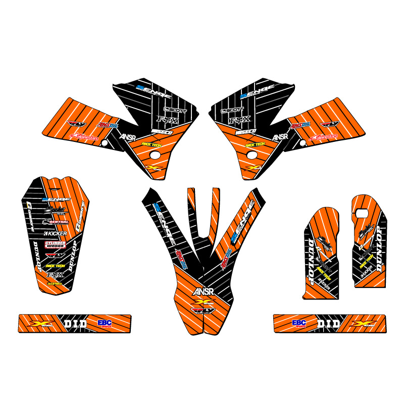 2005-2007 EXC RACE SERIES Orange Senge Graphics Kit Compatible with KTM - Picture 2 of 10