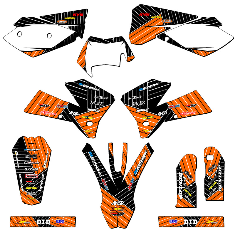 2005-2007 EXC RACE SERIES Orange Senge Graphics Kit Compatible with KTM - Picture 5 of 10