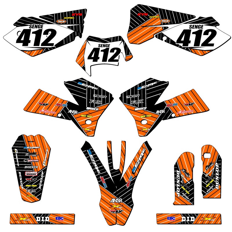 2005-2007 EXC RACE SERIES Orange Senge Graphics Kit Compatible with KTM - Picture 8 of 10