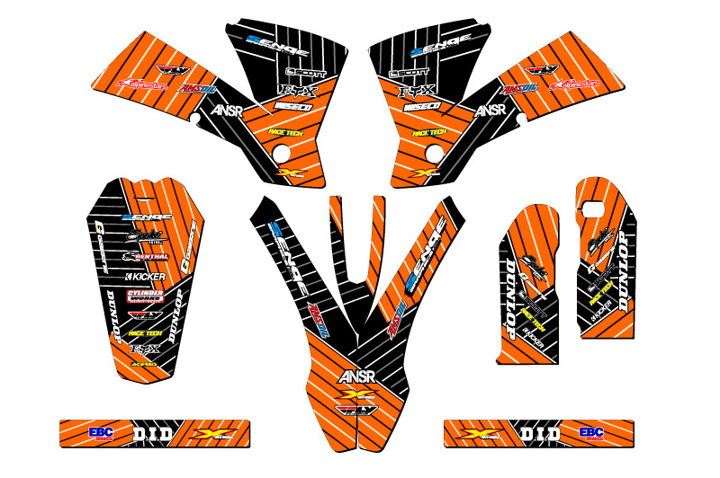 2004-2005 MXC RACE SERIES Orange Senge Graphics Kit Compatible with KTM - Imagen 2 de 10