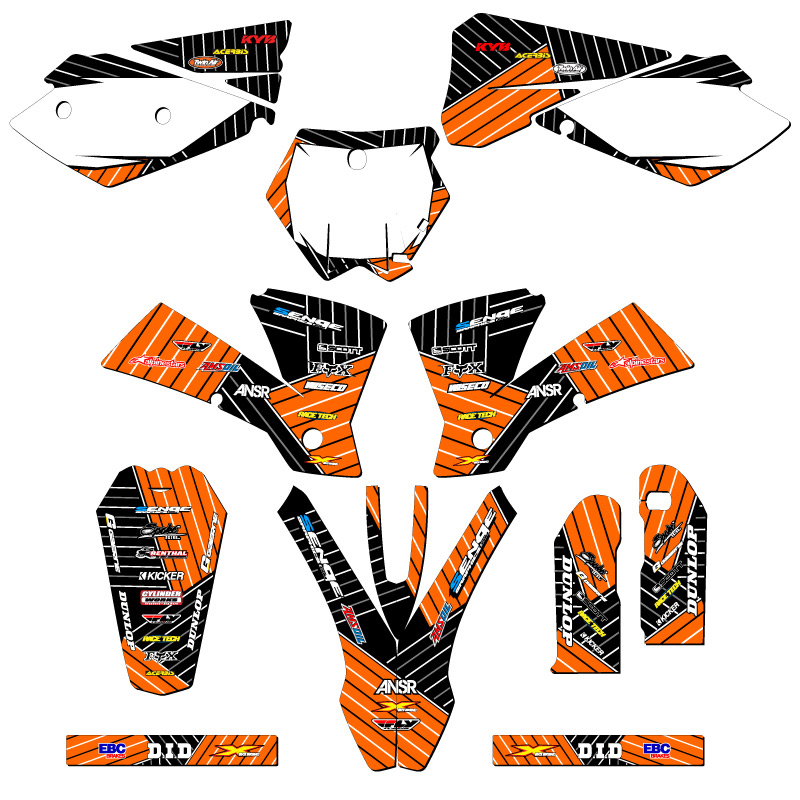 2004-2005 MXC RACE SERIES Orange Senge Graphics Kit Compatible with KTM - Imagen 5 de 10