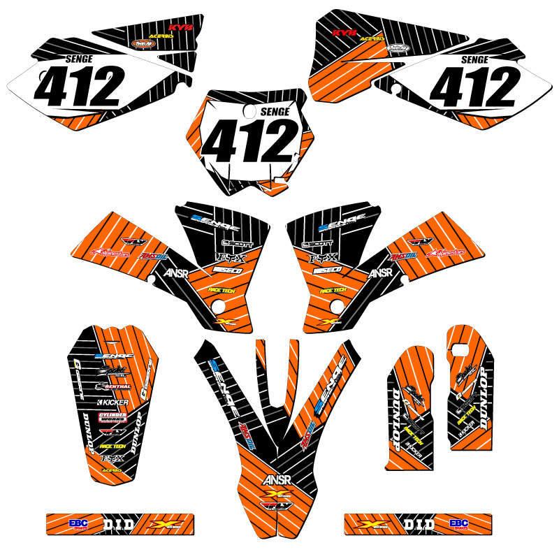 2004-2005 MXC RACE SERIES Orange Senge Graphics Kit Compatible with KTM - Imagen 8 de 10