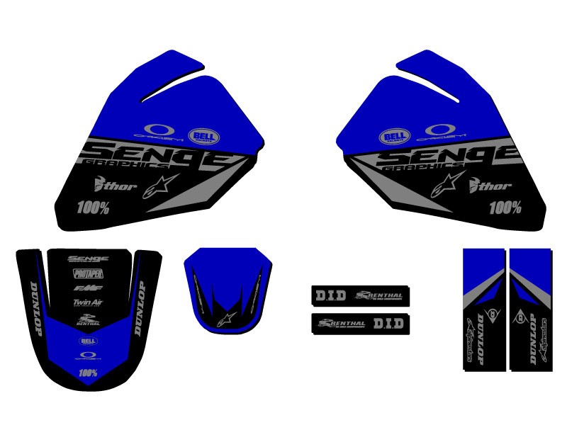 All Years PW 80 BINARY Blue Senge Graphics Kit Compatible with Yamaha - Picture 2 of 10