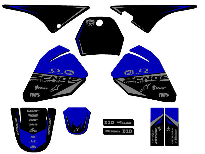 All Years PW 80 BINARY Blue Senge Graphics Kit Compatible with Yamaha - Picture 5 of 10