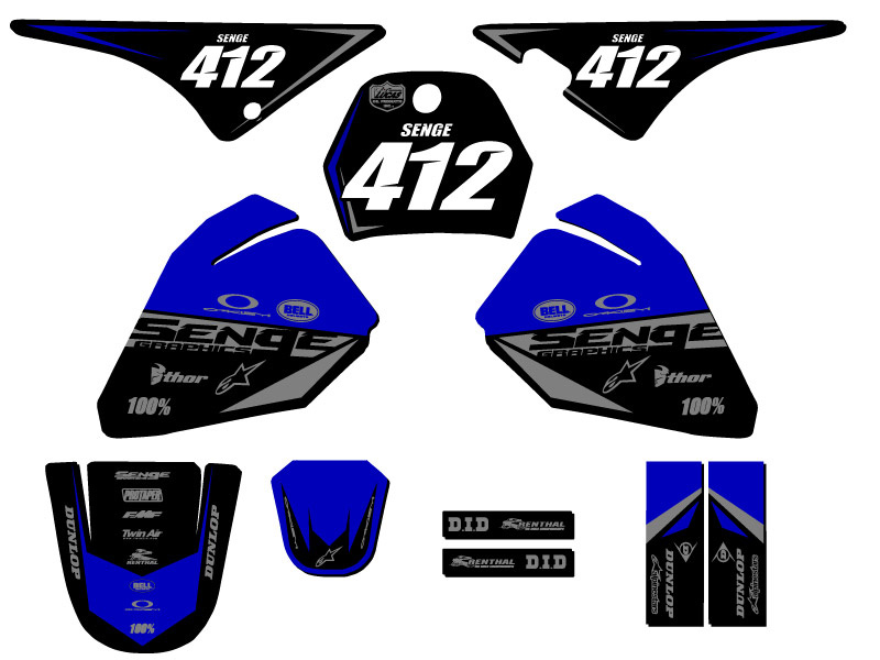 All Years PW 80 BINARY Blue Senge Graphics Kit Compatible with Yamaha - Picture 8 of 10