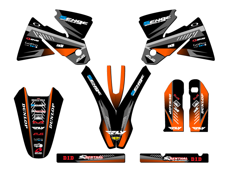 1998-2000 EXC SURGE Black Senge Graphics Kit Compatible with KTM - Picture 2 of 10