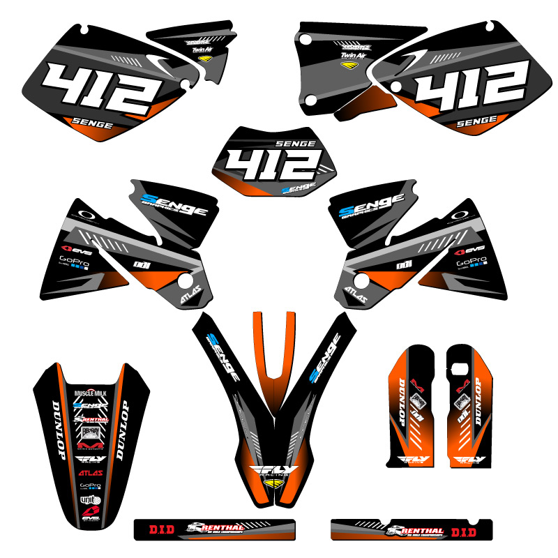 1998-2000 EXC SURGE Black Senge Graphics Kit Compatible with KTM - Picture 8 of 10